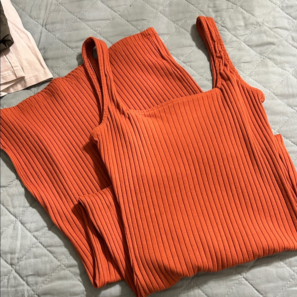 Wild Fable Orange Ribbed Maxi Dress